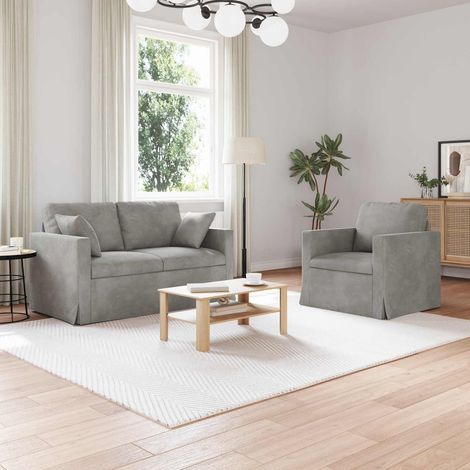 Sofa Set 2 pcs Hellgrau 138 x 78 x 80 cm Samt