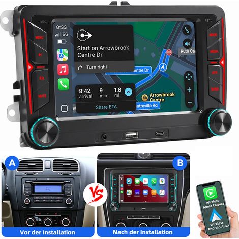 Pour VW Golf 5 6 Plus Touran Jetta Caddy Autoradio Carplay Android Auto SWC FM/AM BT (1/5)