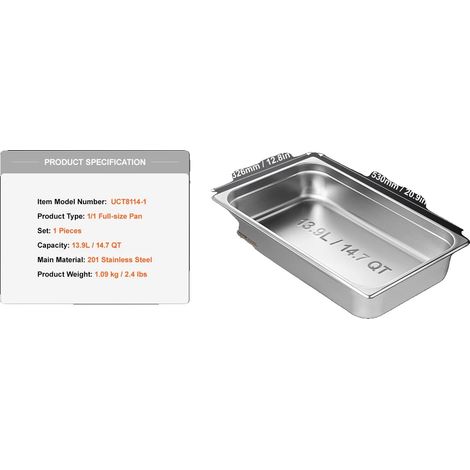 Bain-Marie, Acier Inoxydable, Résistant à la Chaleur, 1pcs 4in (1/2)