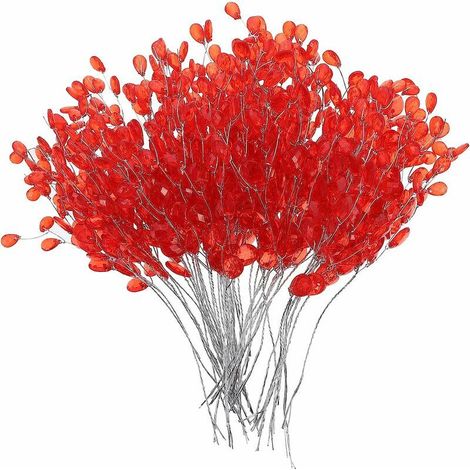 50 tiges Bouquets de fls artificielles Perles acryliques Goutte Branches de fls (1/5)