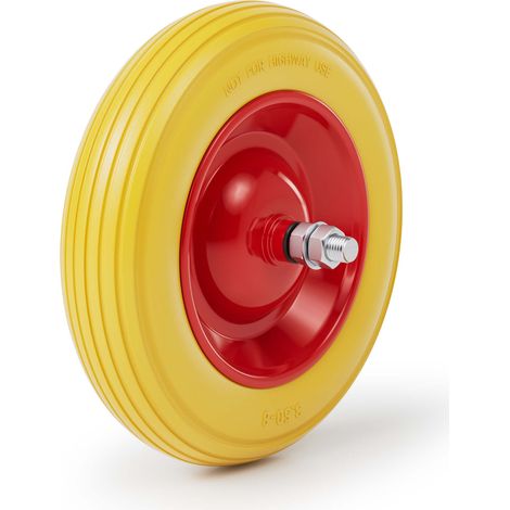 Wiltec Roue complète increvable 4.00-8 pour Diable – 392 x 92 mm – en PU / Polyuréthane – profil rainuré – Capacité de charge max. 160 kg – pour Brouette Chariot (1/6)