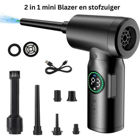 Akku-Turboventilator – Mini-Gebläse und Staubsauger in einem – Tragbare Druckluftpistole – 100 W – 5000 U/min – Schwarz (1/5)