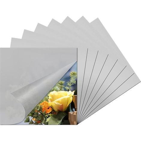 Miroir Adhesif Mural, 8Pcs Miroir Mural Autocollant, 20 x 20cm Feuille Miroir Acrylique, Miroir sans Cadre pour Salle de Bain, Salon, Chambre (1/5)