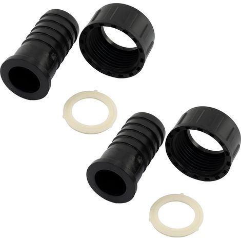AERZETIX - C63565 - Lot de 2 Raccord femelle cannelés droit 1'' x 25 mm à écrou - filetage interne - adaptateur connecteur système circuit d'irrigation arrosage pompe - en plastique - couleur noir (1/4)