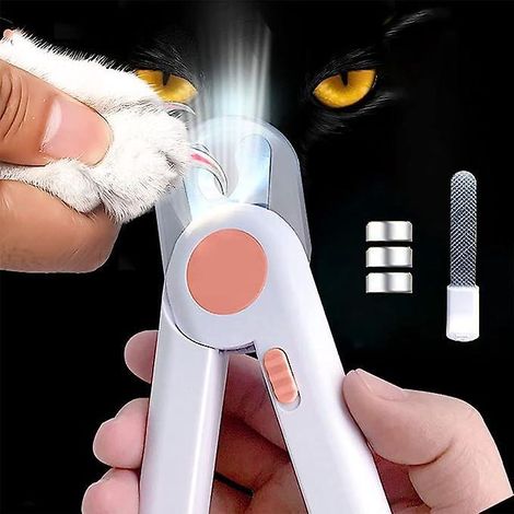 (rose) Coupe-ongles Pour Animaux De Compagnie Avec Lumire Led, Protection Contre Les Claboussures Professionnelle Pour Animaux De Compagnie De Pet (1/5)