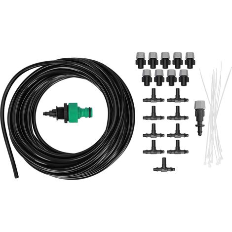 Système d'arrosage automatique par brumisation pour jardin, comprenant un tuyau et un arroseur. Kit de micro-irrigation. (1/5)