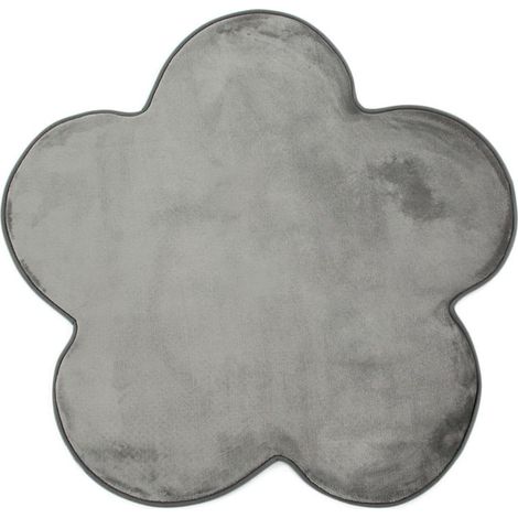 FLANELLE - Tapis forme fleur extra-doux gris 90x90 (1/4)