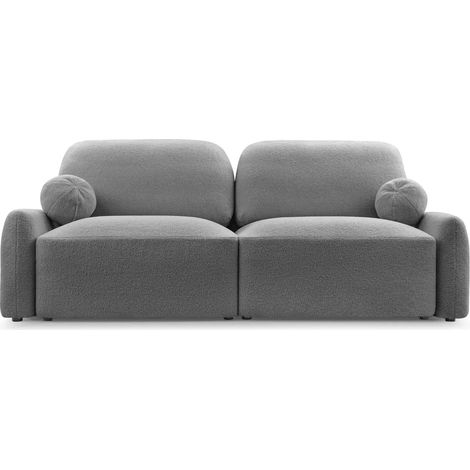 NOEMIE - Canapé droit convertible tissu chiné 2 places Gris foncé (1/5)