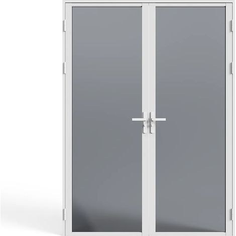 Blocco porta reversibile a due battenti in Alluminio e Vetro temperato Fumé - 2 x H204 x L73 cm - Bianco - LOXTON (1/5)