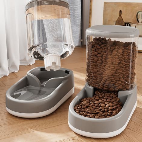 Ensemble distributeur automatique transparent et visible pour nourriture et eau pour animaux (L 32 x l 29 x H 20 cm) (1/2)