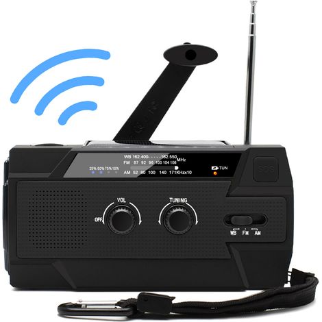 Radio D'Urgence Solaire - AM FM NOAA - Banque D'Énergie Avec Manivelle Et Panneau Solaire - 4000 mAh - 395 g (1/5)
