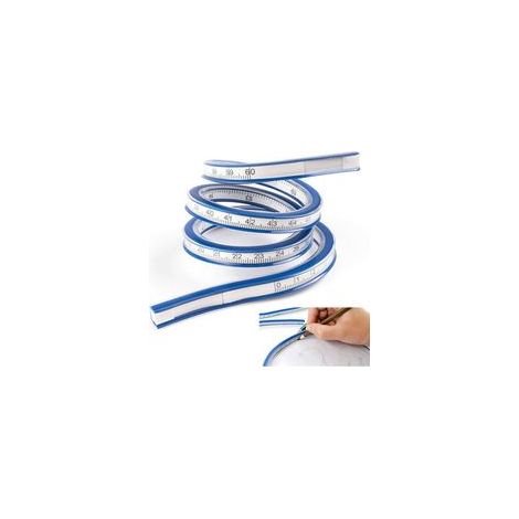 2PCS Regle Flexible en PVC + Métal 60cm Règle Courbe Cintrable Clairement Flexible Curve Règle Deux Escalader Portable pour Bureau Ecole Studio Dessin Technique Vêtement Menuiserie - Bleu (1/5)