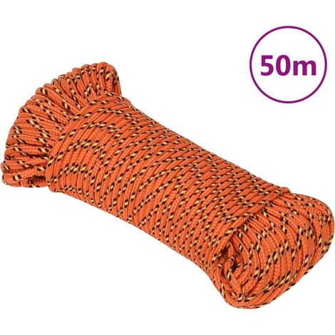 Corde de bateau,Cordage durable et solide Orange 4 mm 50 m Polypropylène -BV10478