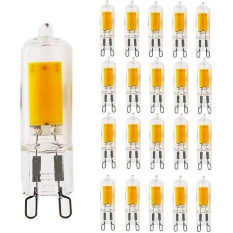 Lot de 20 ampoules LED G9 5W blanc chaud 3000 K G9 Remplace les ampoules halogènes 40 W Ampoule basse consommation 400 lm Angle d'éclairage 360° Intensité variable [Classe énergétique A+] (1/4)