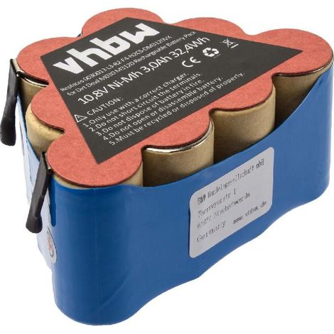 vhbw 1x batería compatible con Dirt Devil M3120, M030 aspiradora (3000 mAh, 10,8 V, NiMH)