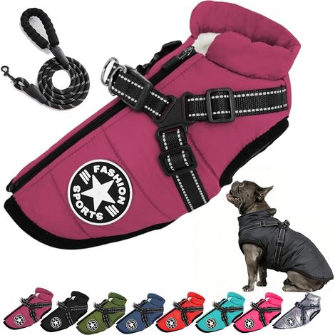 1 Manteau Chien,Imperméable,Veste Chaude,Réfléchissant,Harnais Intégré,Promenade Hiver (1/5)