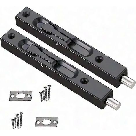 Verrou de porte encastré 2 pièces, loqueteau en acier inoxydable 304, 15 cm, sécurité renforcée pour portes intérieures (1/5)