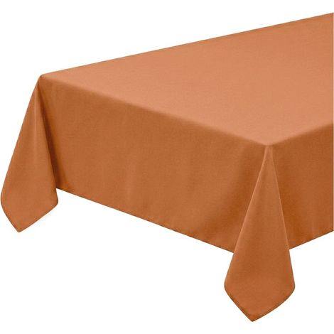 Tovaglia Cucina Cotone Bordata Elegante Morbida Tinta Unita Copritavolo Lavabile Marrone - 135x180 cm (1/2)