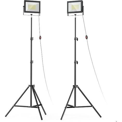 LED Flood Light with Tripod 100W 22000 Lumens IP65 Waterproof Adjustable Head Portable Work Light for Outdoor Camping and Workshop 2 Pack (1/5)