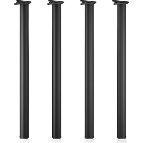 Lot de 4X Pied de Table V1-60 x 60 x 870 mm/Ø 60 mm - en Acier Inoxydable - Couleur Noire - Piètement Support de Bureau Réglable pour Plan de Travail Salle à Manger (1/5)