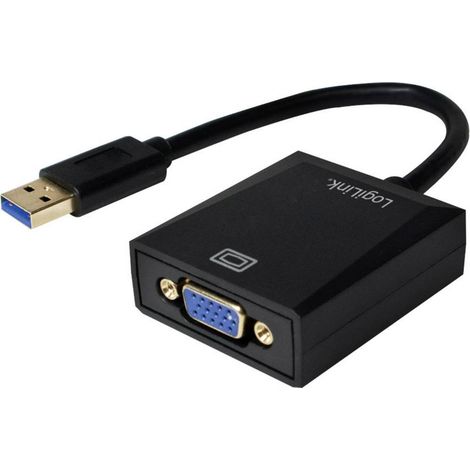 LogiLink UA0231 USB / VGA Adattatore [1x Spina A USB 3.2 Gen 1 (USB 3.0) - 1x Presa VGA] Nero 10.00 cm (1/2)