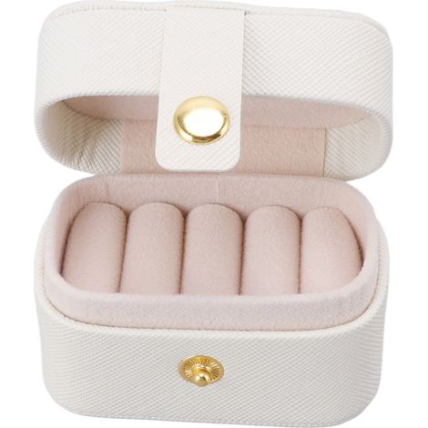 Mini-Ringaufbewahrungsbox aus PU-Leder, kleine Schmuckschatulle, Organizer, kleines Reise-Ohrringetui, weiß (1/5)