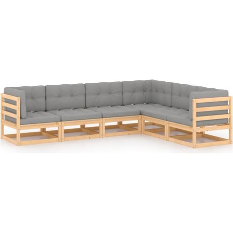 Maison Exclusive - Set Divani Giardino 6 pz con Cuscini in Legno Massello di Pino (1/5)