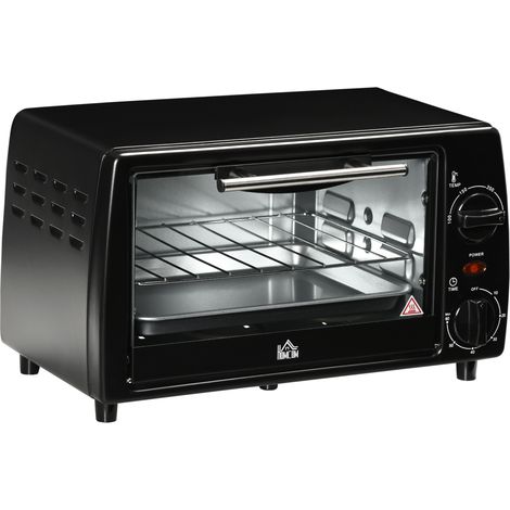 Mini four 10L 750W jusqu'à 230°C avec minuterie 60 min Petit four électrique incluant plaque et grille 36,5 x 26 x 22 cm Noir