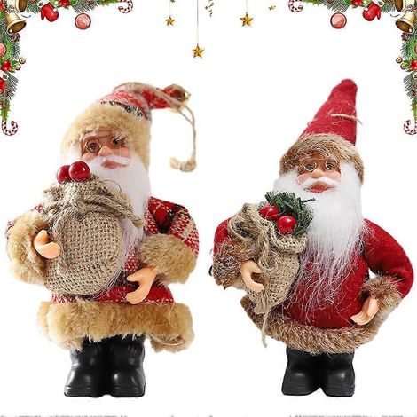 Realistische stehende Weihnachtsmann-Figur, traditioneller roter Weihnachtsmann, dekoratives Ornament, 7,5-Zoll-Puppe (1/5)