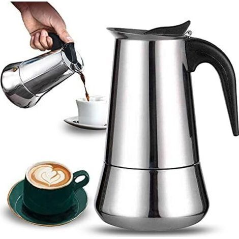Cafetière italienne 12 tasses en acier inoxydable – Compatible tous feux – Café intense et riche en arôme – Facile à nettoyer (1/5)