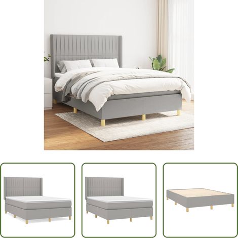 Matelas à ressorts ensachés - Sommier à lattes de lit avec matelas Gris clair 140x190cm Tissu (1/5)