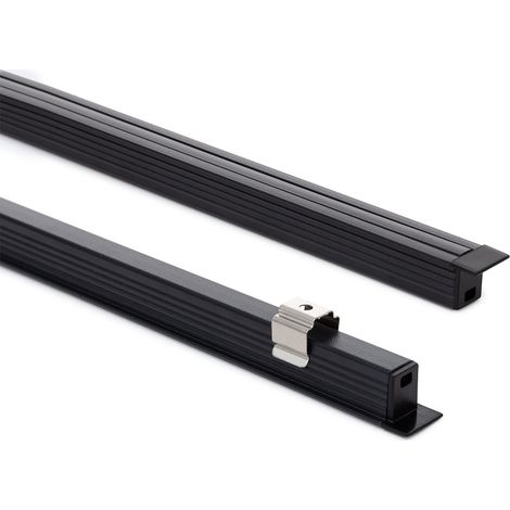 Aluminiumprofil Einbau 2m für LED Streifen bis 6mm Schwarz 2 m Halbtransparent
