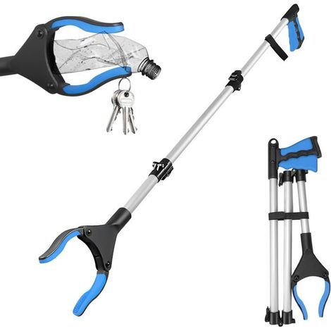 110cm Pince Ramasse Objet Pliable, Pince de Préhension en Aluminium, Tête Rotative à 90° Pince Ramasse Dechets (1/5)