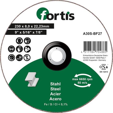 Fortis Schruppscheibe Stahl 230 x 8,0 mm (1/2)