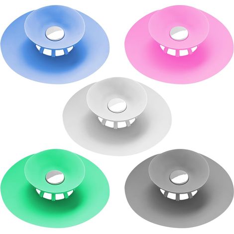 5-teiliger Abflussfilter, Silikonfilter, Haushaltszubehör, geeignet für Spülbecken, Badewannen, Bodenabläufe. (1/5)