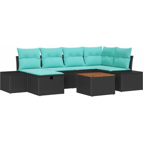 Garden Sofa Set 7 pcs Black Poly Rattan vidaXL (1/5)