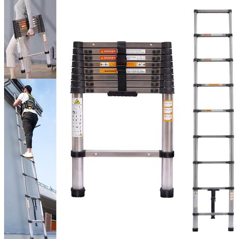 Telescoping Ladder Extension Ladder 8.5FT Collapsible Ladder Telescopic Extendable Ladder, Stainless Steel Attic Ladder Rv Ladder Roof Ladder, Multi-Purpose Ladder for Household Daily, 330 Lb Capacity (1/5)