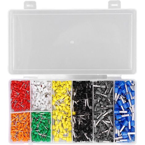 Kit de Bornes D'embouts de, Cosses Cosses drapeaux Fil 1000 Pièces Bornes électriques en Laiton Embouts PP Kits de Sertissage Borne à Broches CZ0100939 pour Composants électroniques (1/5)