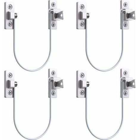 4 Pièces Restricteur de Porte et Fenêtre Verrou Sécurité Câble avec Clé pour UPVC (1/4)
