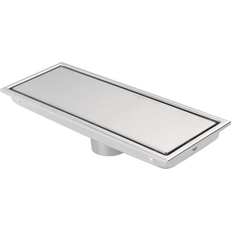 Manguera de desagüe lineal para ducha de 30 cm con acabado en níquel cepillado, tapa oculta extraíble y desagüe rectangular de suelo de acero inoxidable. (1/5)