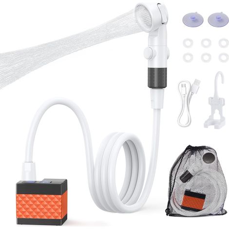 Homealexa Douche de Camping Portable 6000mAh, Douche Rechargeable USB-C avec Écran LED, 3 Modes de Jet, IPX7 Étanche, Pompe de Douche Électrique Portable pour Camping, Van, Randonnée et Chien (1/5)