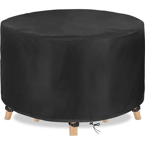 Housse Salon de Jardin Ronde 180 x 90cm noir Housse Table Jardin Housse de Protection Bâche Imperméable pour Meubles Jardin et Hivernage (1/4)