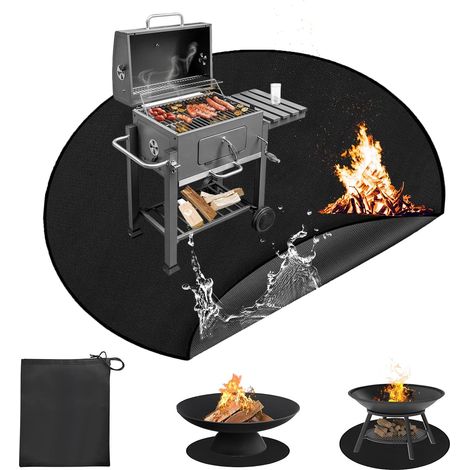 Tapis Ignifuge, 120x120cm Tapis pour Grillades Extérieures, Mat Foyer Rond Pliable Imperméable, Mat Brasero Réutilisable pour Terrasse, Étanche, pour Sol, Barbecue, Terrasse, Pelouse, Gril, Camping (1/5)