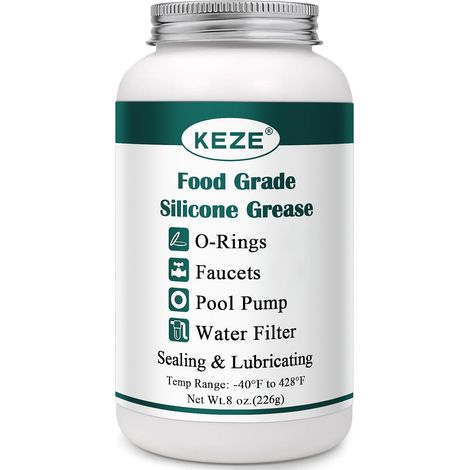 Lubrifiant pour joint torique de piscine, graisse silicone imperméable de qualité alimentaire pour robinets, filtres de piscine, joints de tuyaux, vannes, 8 oz. (1/5)