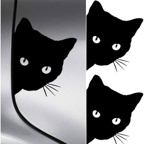 Décalcomanies de décoration de voiture - Autocollants chat noir - 3 pièces - Vinyle - Facile à appliquer PERSONNALISATION VEHICULE (1/4)