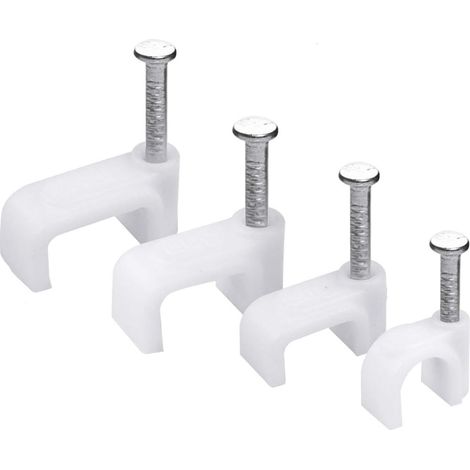 Confezione da 400 fascette stringicavo (6 mm, 7 mm, 8 mm e 10 mm), da parete, per organizzare i cavi elettrici (bianche). - AquaForge (1/5)