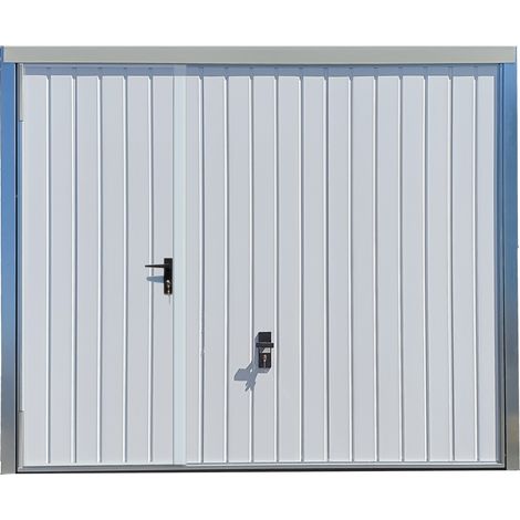 Porte de garage basculante blanc avec portillon gauche l.240 x H.200 cm x Ep.20 mm