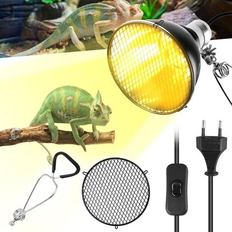 Heat Lamp, E27 UVA/UVB Dome Reptile Lamp, 360° Adjustable Heat Lamp Holder for Reptiles, Heat Lamp Holder without Bulb for Snakes, Chameleons (1/5)