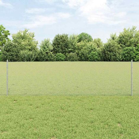 Zaun mit Pfosten Silber 0,6 x 25 m Stahl