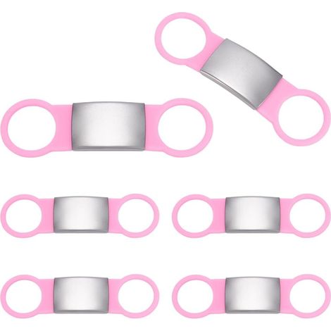 6pcs Étiquettes silencieuses pour animaux de compagnie, rose 84 mm de long en acier inoxydable, 304 couches, harnais personnalisés sans bruit, chiots, porte - collier pour chats (1/5)